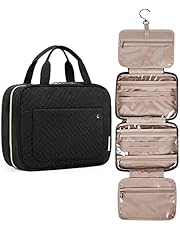 BAGSMART Toiletry Bag Travel Bag with Hanging Hook, Water-resistant Makeup Cosmetic Bag Travel Organizer for Accessories, Shampoo, Full Sized Container, Toiletries