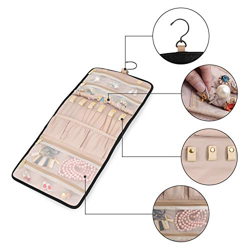 BAGSMART Travel Hanging Jewelry Organizer Case Foldable Jewelry Roll