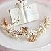 Wedding Bridal Flower Crystal Pearl Gold Hair Accessories Headband Crown Tiara Jewelry