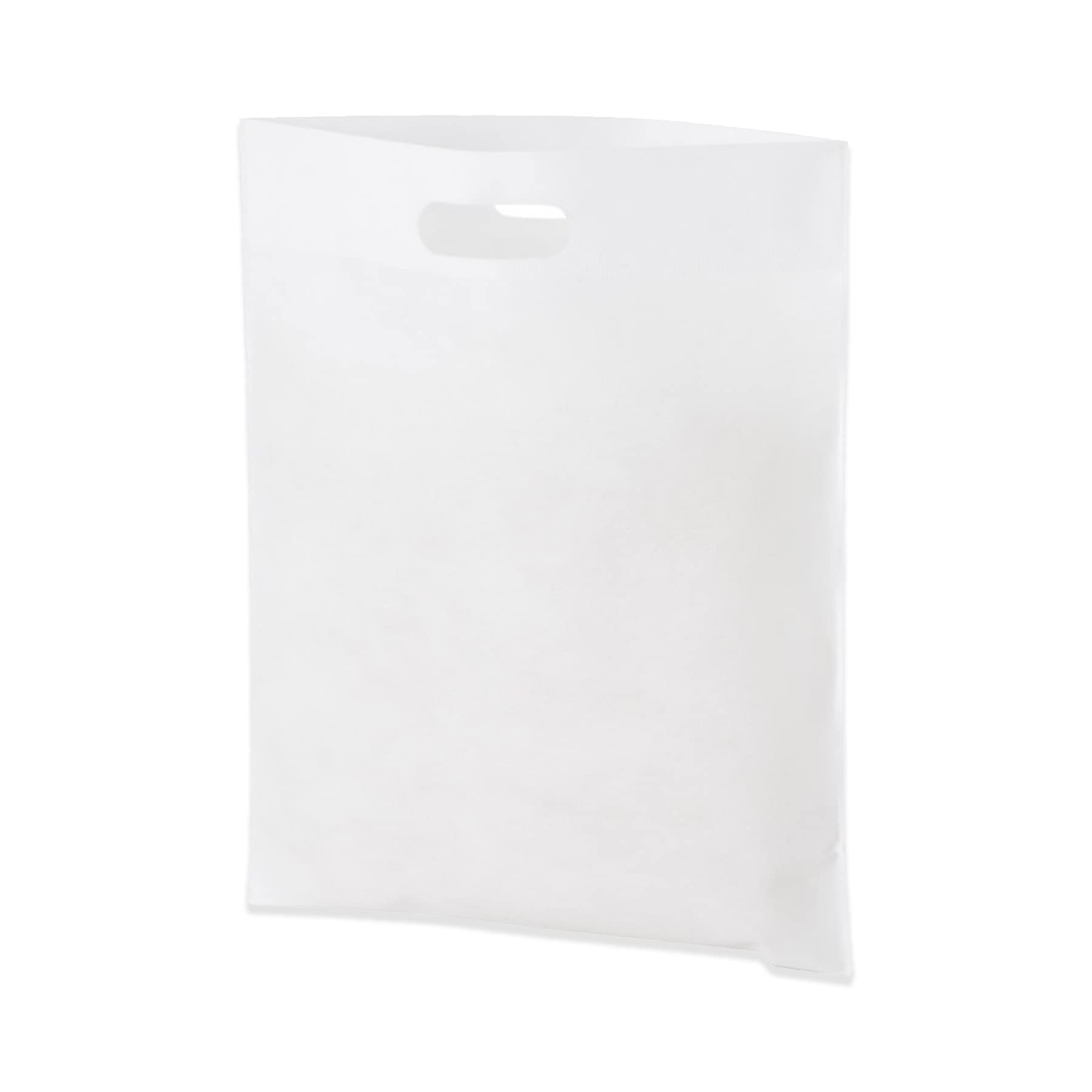 Carrier Bags Patch Handle Strong Plastic White Premium Quality 15 x 18 x 3" 25mu Shopping Bags for Party Boutique Shopping Takeaway Packaging Carrier Bags (15x18x3", 100 Bags)