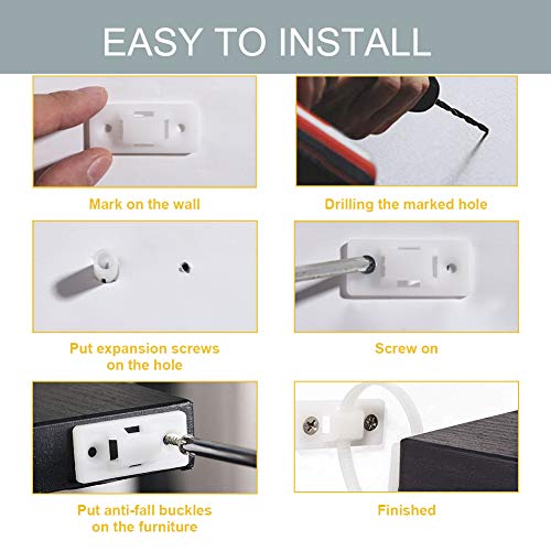 JJGoo 10 Sets Furniture Anchor Straps Baby Proofing Nylon Anti-Tip Furniture Anchors Attach Furniture to Wall, Child Safety Straps Earthquake Resistant Keeping Baby Pet Safety from Falling Furniture - Thumbnail 7