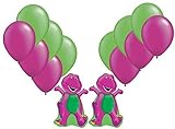 Barney & Friends Mylar/Foil and Latex Balloons Bouquet (14 Pcs) ** No Helium to Barney just AIR- FILL ONLY**
