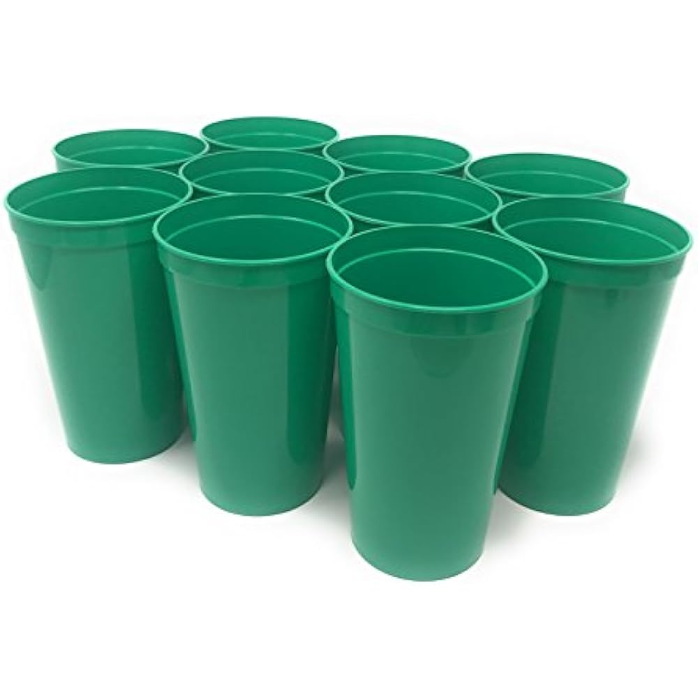 10 Pack Blank 22 Oz Plastic Stadium Cups Bulk Made In USA, Reusable