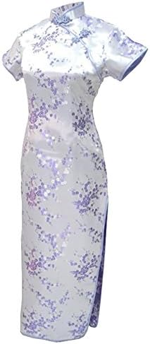 7FairySexy Women's Lilac Floral Long Chinese Evening Dress Cheongsam