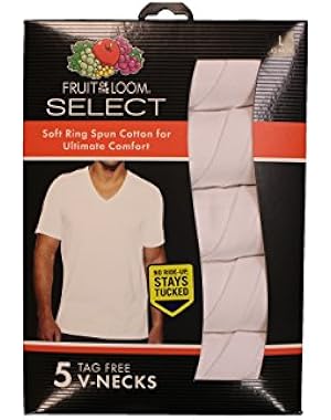 Select Men's 5-Pack White V-Neck T-Shirts TG2525V