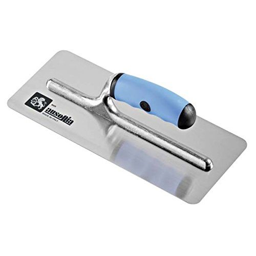 Ausonia - 42121 Plastering trowel with Stainless Steel blade with Rounded Edges 24cmx10cm and Bi-material Rubber Handle
