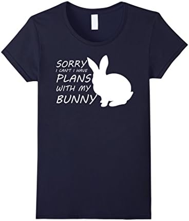 Womens Sorry I Can't I Have Plans With My Bunny Rabbit T-Shirt Large Navy