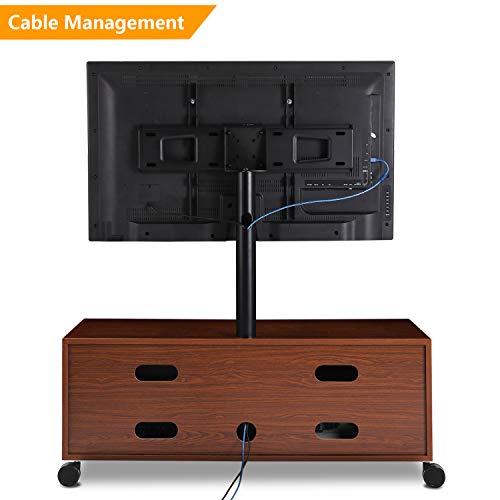 5Rcom Rolling Wood Entertainment TV Stands with Swivel Mount and Height Adjustable for Most Flat/Curved Panel TVs from 32 to 65 Inch, Sturdy and Durable, Walnut - Thumbnail 7