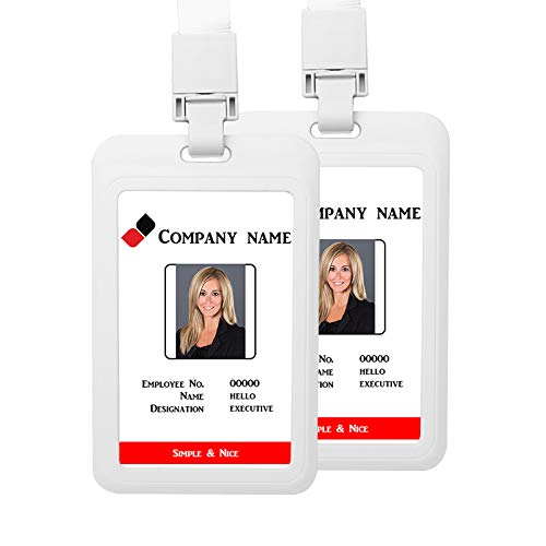 Badge Holder Vertical Plastic Card Case Protector Pouch with Clear Window for Office School ID Credit Cards Proximity Key Cards Driver’s Licenses,2 PCS(White)