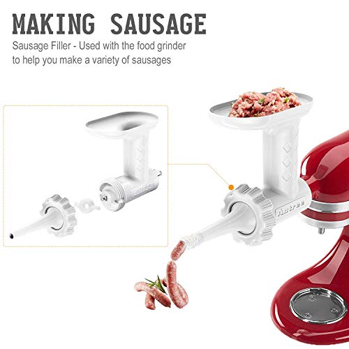 Antree Food Meat Grinder Attachment for KitchenAid Stand Mixer Including Sausage Stuffer Accessories (Renewed)