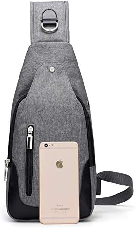 Sling Bag Chest Shoulder Backpack for travelling everyday use for men women with USB charging port Crossbody Business Casual also suitable for cyclists (Grey) - Image 4