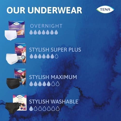 TENA Adult Incontinence, Discrete Disposable, Underwear, Comfortable Fit, Overnight Protection, Unisex, Medium (M), 12 Count