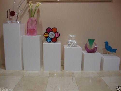 Acrylic Lucite Display Cube Pedestal Art Sculpture Stan (12" x 12" x 32", White)