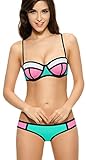 Ebuddy Structured Mesh Color Block Neoprene Bikini Wet Suit