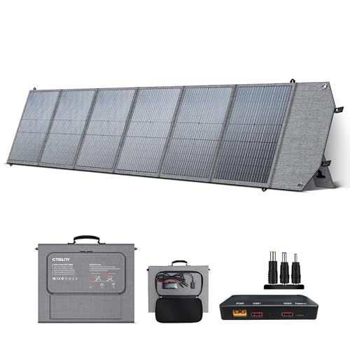 CTOLITY 200W Foldable Solar Panel, Waterproof Monocrystalline Modules, MC4 20.5V Output, Compatible with Power Plants, Motorhomes, Boats and Homes