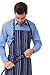 Chef Works Unisex Striped Bib Apron, Navy/Frb/White