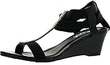 Diviana Nicki-19 Women's Elastic T-Strap Back Zip Wedge Sandals