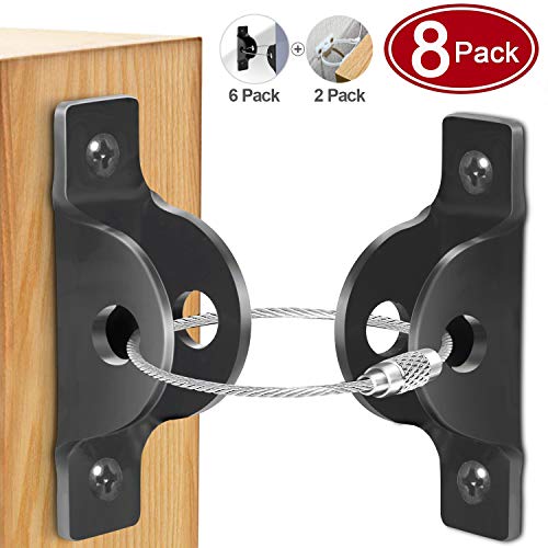 LAMTOP-Furniture-Anchors-for-Baby-Proofing-8-PackMetal-Child-Proofing-Furniture-StrapsFurniture-Wall-Anchors-KitSecure-400-Pound-Falling-Furniture-Prevention-StrapsTV-Pet-Safety-Straps-Earthquake