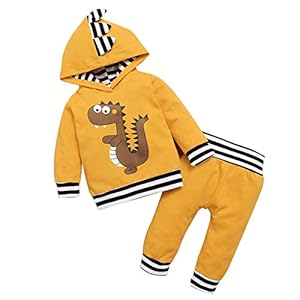 DaMohony Peuter Baby Jongens Outfit Kledingset Lange Mouwen Hooded Shirt + Broek voor 0-18 Maanden