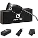 Rectangular Sport Polarized Sunglasses for Men - Feirdio Mens Sunglasses Sports Metal Frame 100% UV protection 2268 ((black/gun, 2.24)