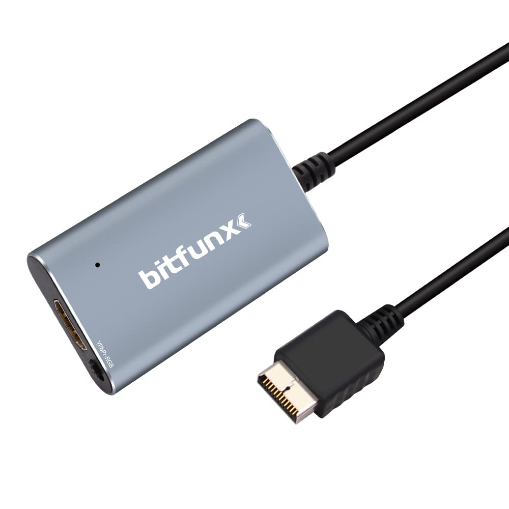 BITFUNX PS2 HDMI™ Adapter - Supports RGB/Component to HDMI™, Plug & Play Video Game Adapter with No Lag, HD Converter for PS2 Game Console All Version (Sliver)