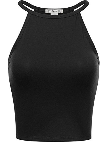 FPT Womens Basic Sleeveless Racerback Crop Tank Top BLACK S