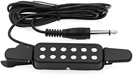 kitara 118-INCHES Wire Length 1/4" Clip-on Guitar Pickup Microphone Transducer Amplifier for Acoustic Guitar Black+4 picks (SILVER)