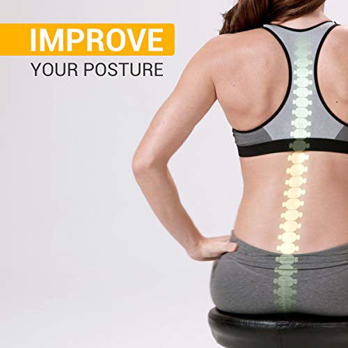 Silverfeat Wobble Stool Adjustable Bench | Wobble Chair for Office or Home Workout | Ideal to Improve Your Posture and Tone Your Core | Stainless Steel Desk Stool | Ergonomic Desing | Black - Thumbnail 2