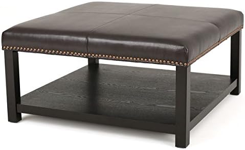 Christopher Knight Home Avary Wood Square Storage Ottoman Table with Bottom Rack