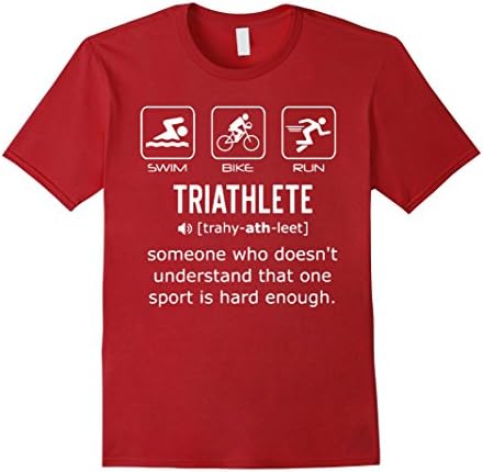 Mens Funny Triathlon Shirt- Triathlete Definition Swim, Bike, Run XL Cranberry
