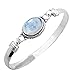 925 Silver Plated Natural Moonstone Cuff Bangle Bracelet for Women – Handmade Adjustable Boho Jewelry – White Gemstone June Birthstone Fashion Statement Bangle – Gifts for Her