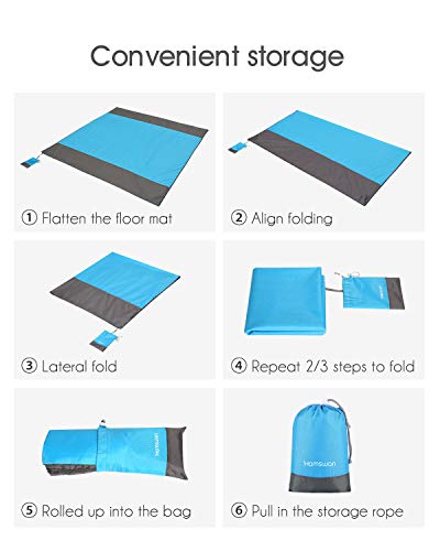 HAMSWAN Beach Blanket, Waterproof and Sand Free Beach Blanket,7 Person 9' x 10' Picnic Blanket, Waterproof Outdoor Family Mat for Beach, Camping, Hiking, Music Festival, Lawn Party