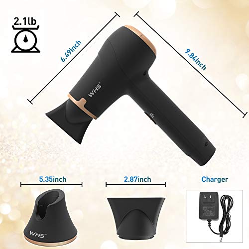 WHS Cordless Portable Hair Dryer Hot and Cold Air Wireless Compact