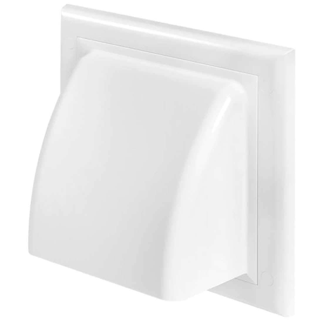 White Gravity Flap for Γ 100 mm / 4" Round Wall Outlet - Ventilation Duct Cover with Non-Return Shutters and Rear Spigot - Cowled Ducting Air Vent Grille