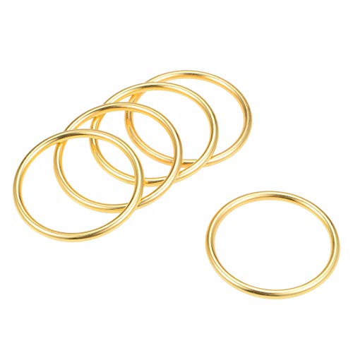 sourcing map O Ring Buckle 35mm(1.4") ID 3mm Thickness Zinc Alloy O-Rings for Hardware Bags Belts Craft DIY Accessories, Gold Tone 5pcs
