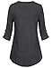 Messic Women's Casual 3/4 Sleeve Shirts Loose Fit V Neck Button Up Tunic Tops (39#Carbon Black, XX-Large)