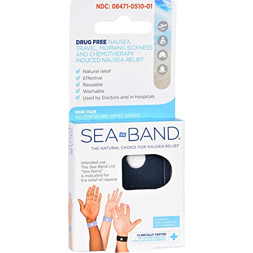 2 Pack Adult Wristband Natural Nausea Relief, 2 Pair, Colors May Vary, Anti-Nausea Acupressure Wristband for Travel or Morning Sickness