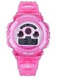 FORESEEX Kids Girls FSX-519G Water Resistant with Back Light Alarm Digital Sports Wrist Pink Watch