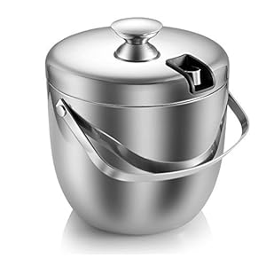 Silver ice container on white background