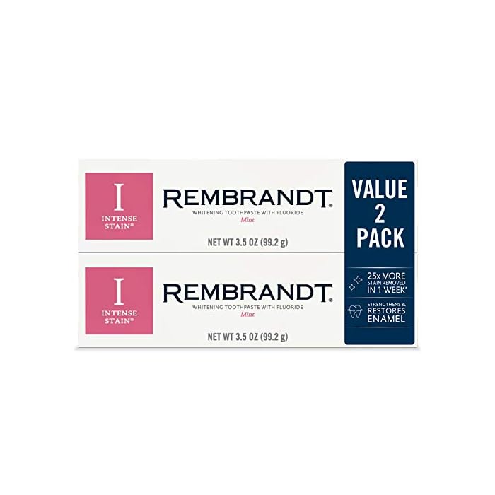 REMBRANDT Intense Stain Whitening Toothpaste With Fluoride, Removes Tough Stains, Rehardens And Strengthens Enamel, 3.5…