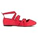 Twisted Womens Faux Suede Strappy Fashion Flats SARA 129-RED Size 9