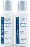 Seborrheic Dermatitis Shampoo & Conditioner Set - with Manuka Honey, Aloe Vera & Coconut Oil - Itchy Dry Scalp Treatment - for Color Treated & Curly Hair - Sulfate & Paraben Free (4oz)