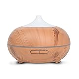Mijoyee 300ml Aroma Essential Oil Diffuser with 7 Color shades, Ultrasonic Cool Mist Humidifier, For Home, Office,Shallow Wood Grain
