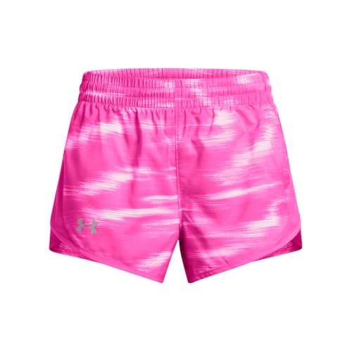 Under Armour Girls' Fly by Printed Shorts, (654) Rebel Pink/Rebel Pink/Reflecti…