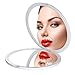 Gospire Compact Cosmetic Mirror for Women, 4 Inch Ultra-Thin Pocket Purse Small Handbag Round Foldable Makeup Mirror for Travel, 1X/10X Double Sided Magnifying Handheld Portable Mirror (White)