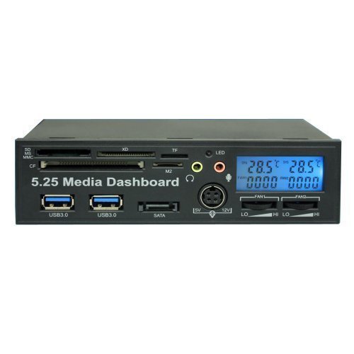 Msun 5.25" Pci-e to USB 3.0 Hub, All in One Card Readers Sata Adapter /Nec Controller Chip /Dual Temperature Display LCD