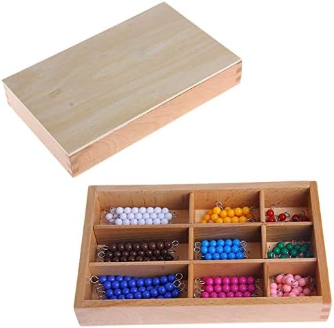 Nobitas Montessori Wooden - Mtessori Mathematics Material 1-9 Beads Bar in Wooden Box Early Preschool Toy