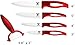 Moss & Stone Kitchen Cutlery White Ceramic Knife Set, Red Ceramic Knife Set and Fruit Peeler, Rust Proof & Stain Resistant, Kitchen Cooking Knife Set, 5 Pieces Red Knives