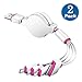 (2 Pack) Multi Charger,KINGBACK Retracrable 4 in 1 Multiple USB Cable Adapter Connector with Type C/Micro USB/8 Pin Lighting/30 Pin for iPad,iPhone 7 Plus,Andriod,and More (White/pink)