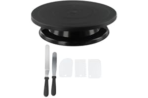 6PC Cake Turntable Decorating Kit with Non-Slip Base, 360-Degree Rotating Baking Accessories for Professional Cake Decorating